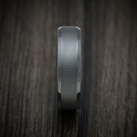 Black Titanium or Black Zirconium Custom Men's Ring with Black Mother of Pearl Sleeve