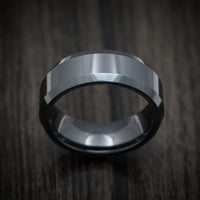 Black Ceramic Classic Style Beveled Men's Ring