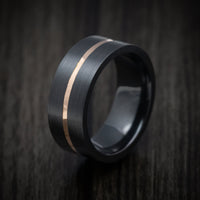 Black Titanium or Black Zirconium Custom Men's Ring with Gold Inlay