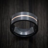 Black Titanium or Black Zirconium Custom Men's Ring with Gold Inlay
