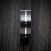 Black Titanium or Black Zirconium Custom Men's Ring with Gold Inlay