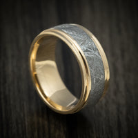 Yellow Gold Men's Ring with Gibeon Meteorite Inlay Custom Made