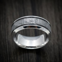 Cobalt Chrome Men's Ring with Dinosaur Bone and Meteorite Inlays Custom Made Band