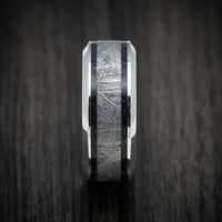 Cobalt Chrome Men's Ring with Dinosaur Bone and Meteorite Inlays Custom Made Band
