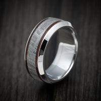 Cobalt Chrome Men's Ring with Dinosaur Bone and Meteorite Inlays Custom Made Band