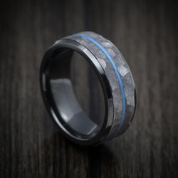 Black Zirconium Men's Ring with Tantalum and Cerakote Inlays Custom Made Band