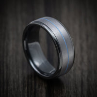 Black Titanium or Black Zirconium Custom Men's Ring with Tantalum and Cerakote Inlays