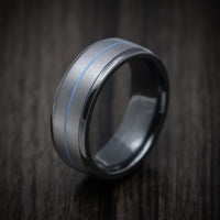 Black Titanium or Black Zirconium Custom Men's Ring with Tantalum and Cerakote Inlays
