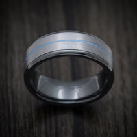 Black Titanium or Black Zirconium Custom Men's Ring with Tantalum and Cerakote Inlays