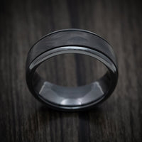 Black Titanium or Black Zirconium Custom Men's Ring with Forged Carbon Fiber and Cerakote Inlays