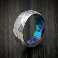 Titanium Men's Ring with Abalone Sleeve Custom Made Band