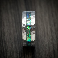 Titanium Men's Ring with Abalone Inlay and Cerakote Sleeve Custom Made Band