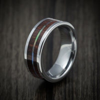Cobalt Chrome Men's Ring with Koa Wood and Abalone Inlays Custom Made Band