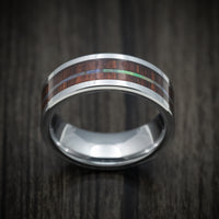 Cobalt Chrome Men's Ring with Koa Wood and Abalone Inlays Custom Made Band