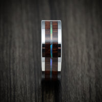 Cobalt Chrome Men's Ring with Koa Wood and Abalone Inlays Custom Made Band
