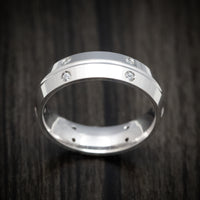 14K White Gold and Diamond Men's Wedding Band Custom Made Ring