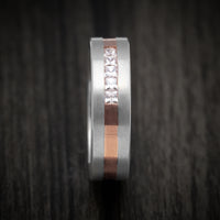 14K Two-Tone Rose and White Gold Men's Ring with Diamonds Custom Wedding Band
