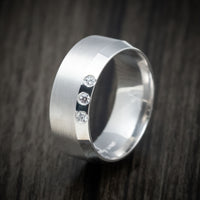 14K White Gold Men's Ring Custom Diamond Wedding Band