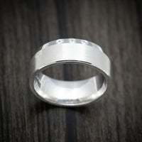 14K White Gold Men's Ring Custom Diamond Wedding Band
