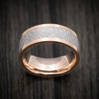 Rose Gold Men's Ring with Superconductor Inlay Custom Made Band