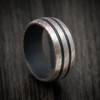 Superconductor Men's Ring with Cerakote Sleeve and Inlays Custom Made Band