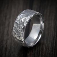 Damascus Steel Rock Finish Men's Ring Custom Made Band