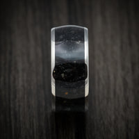 Titanium and Onyx Men's Ring Custom Made Stone Inlay Band