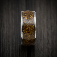 Titanium and Gold Tiger's Eye Men's Ring Custom Made Stone Inlay Band