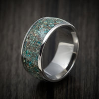 Titanium and Ocean Jasper Men's Ring Custom Made Stone Inlay Band