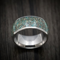 Titanium and Ocean Jasper Men's Ring Custom Made Stone Inlay Band
