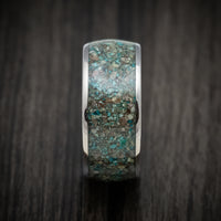 Titanium and Ocean Jasper Men's Ring Custom Made Stone Inlay Band