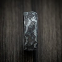 Two-Tone Marbled and Faceted Carbon Fiber Men's Ring Custom Made Band