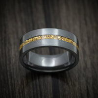 Black Titanium or Black Zirconium Custom Men's Ring with 24K Raw Gold Nugget