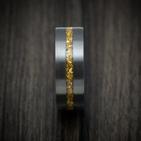Black Titanium or Black Zirconium Custom Men's Ring with 24K Raw Gold Nugget