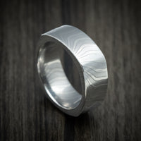 Damascus Steel Squared Men's Ring Custom Made Band