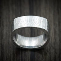 Damascus Steel Squared Men's Ring Custom Made Band