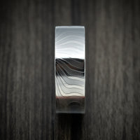 Damascus Steel Squared Men's Ring Custom Made Band