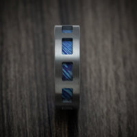 Black Titanium and Kuro-Ti Heat-Treated Titanium Damascus Cut-Through Window Men's Ring Custom Made