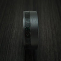 Black Titanium And Black Dinosaur Bone with Malachite Ring Custom Made Fossil Band