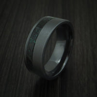 Black Titanium And Black Dinosaur Bone with Malachite Ring Custom Made Fossil Band