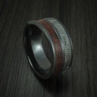 Black Zirconium Mixed Dinosaur Bone And Gibeon Meteorite Ring Custom Made Fossil Band