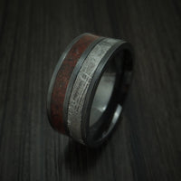 Black Zirconium Mixed Dinosaur Bone And Gibeon Meteorite Ring Custom Made Fossil Band
