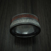 Black Zirconium Mixed Dinosaur Bone And Gibeon Meteorite Ring Custom Made Fossil Band