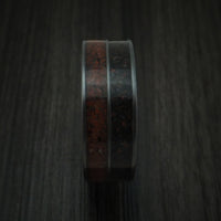 Black Zirconium Mixed Dinosaur Bone Ring Custom Made Fossil Band