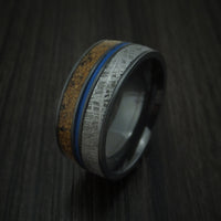 Black Zirconium Mixed Dinosaur Bone And Gibeon Meteorite Ring With Cerakote Inlay Custom Made Fossil Band