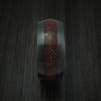Black Zirconium Red Dinosaur Bone with Turquoise Ring Custom Made Fossil Band