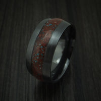 Black Zirconium Red Dinosaur Bone with Turquoise Ring Custom Made Fossil Band