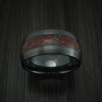 Black Zirconium Red Dinosaur Bone with Turquoise Ring Custom Made Fossil Band