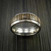 Wood Ring and Titanium Ring inlaid with WALNUT WOOD Custom Made to Any Size and Optional Wood Types