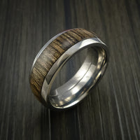 Wood Ring and Titanium Ring inlaid with WALNUT WOOD Custom Made to Any Size and Optional Wood Types